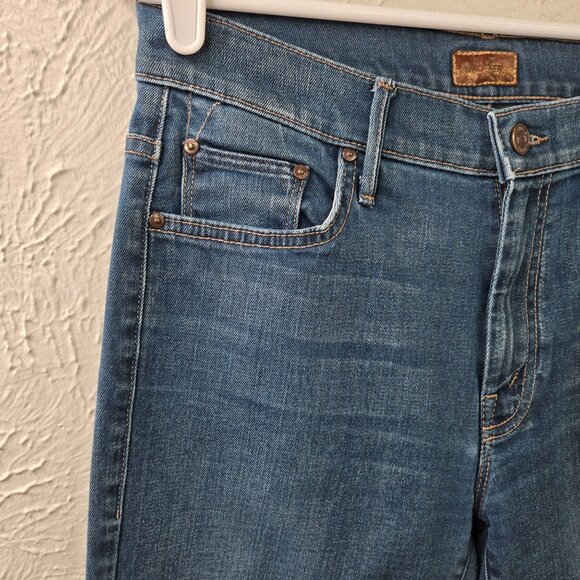 Mother High Waisted Looker Jeans Size 28 Skinny Medium Blue Wash Stretch Denim - Picture 5 of 13